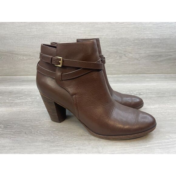 Cole Haan Hayes Women's Bootie Biker Ankle Heeled Boot Side Zip 10.5 Brown Shoes - Picture 1 of 11